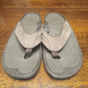 L.L.Bean Men's Swift River Brown Leather Waterproof Slip On Flip Flops Size 11